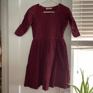 Maroon Lace Dress | Mata Traders